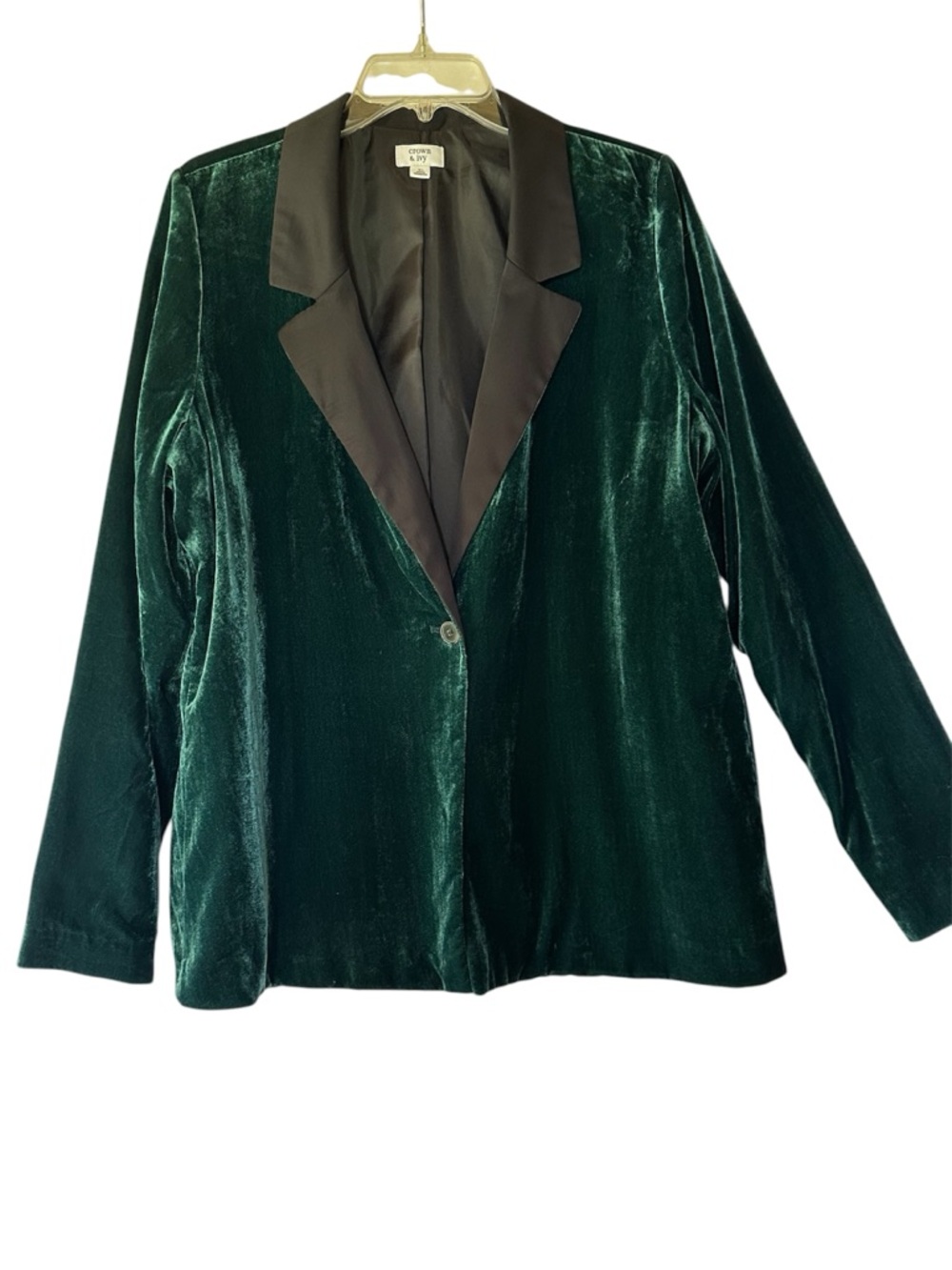 Crown & Ivy Green Velvet Tuxedo Blazer Jacket XL Office Siren Steampunk